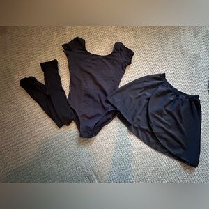 Ballet Outfit Bloch brand leotard w/practice skirt and open foot tights (3 pair)